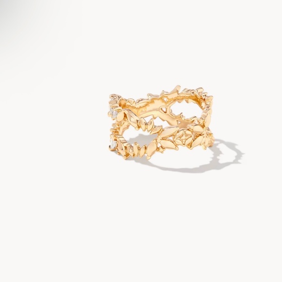 Kendra Scott Rosalie Gold Double Band Ring in White CZ; SIZE 6 - Picture 3 of 6